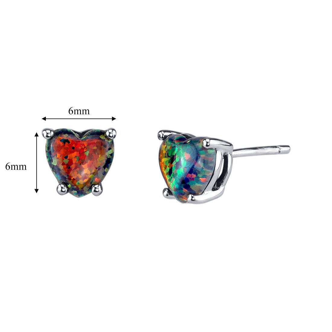 Herzförmige Ohrringe aus schwarzem Opal 14 Karat Weißgold