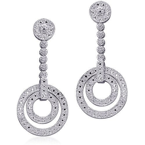 Round Cubic Zirconia Earrings 925 Sterling Silver